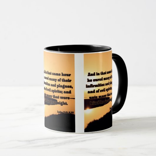 Mug Luc 7:21 KJV Bible Écriture Pic Deux Tons (Devant droit)