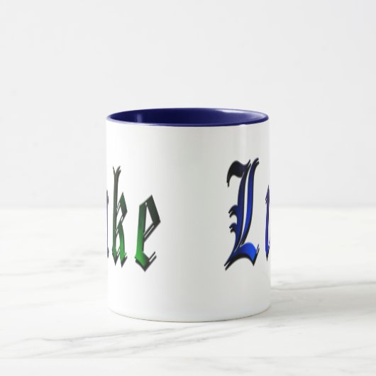 Mug Luc, Nom, Logo, Bleu Ringer Combo Mug. (Centre)