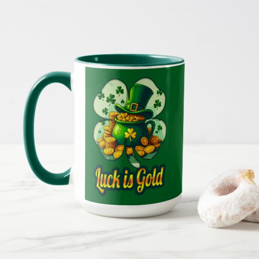 Mug Luck Is Gold St Patrick’s Day - caneca (Avec donut)
