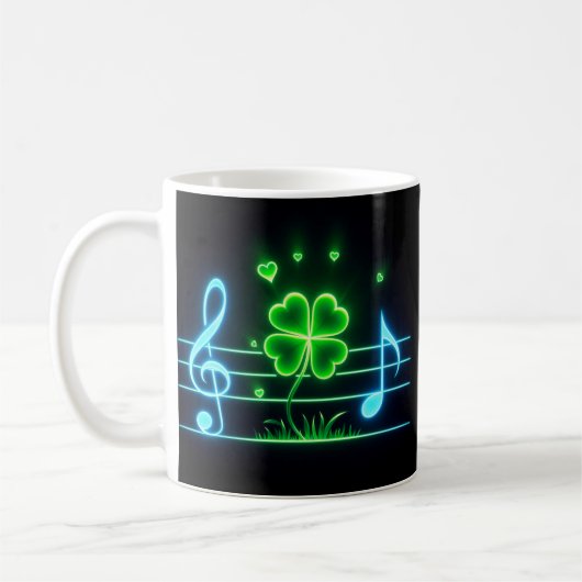 Mug Lucky Clover avec conception de notes de musique (Gauche)
