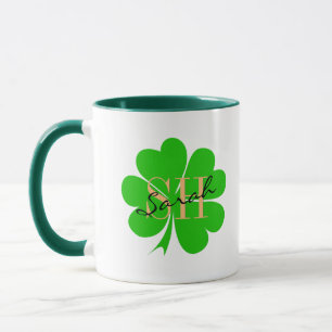 Mug Lucky Clover feuille monogrammé & Shamrock / irlan