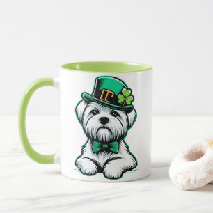 Mug Lucky Irlandais Shamrock Maltese Dog Jour de la Sa
