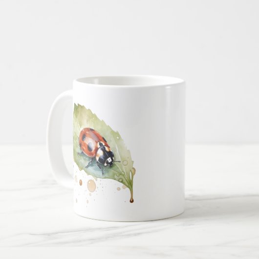 Mug Lucky Ladybug sur la feuille (Devant gauche)