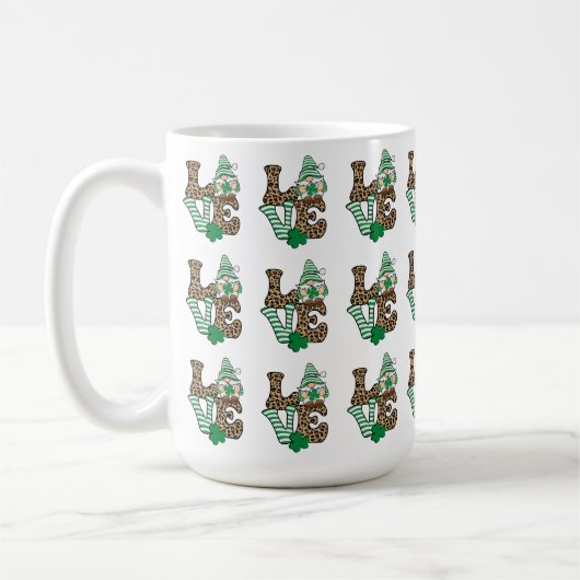 Mug Lucky Love Gnome St. Patrick's Day (Gauche)