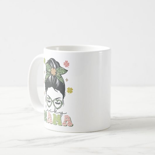 Mug Lucky Mama - Messy Bun - Clover St. Patrick (Devant gauche)