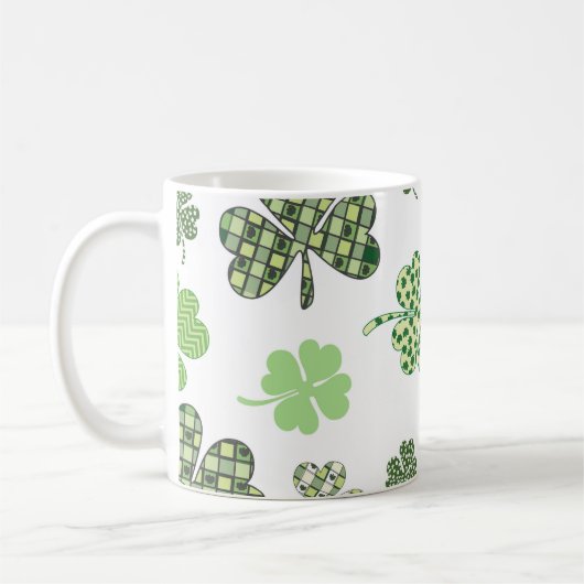 Mug Lucky Monogram St. Patrick's Day Clovers (Gauche)