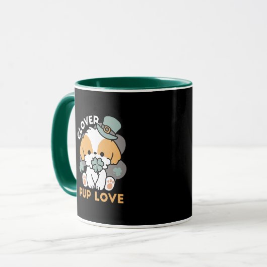 Mug Lucky Pup with Clover - St. Patrick's Day Cadeau (Devant gauche)