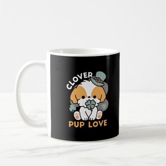 Mug Lucky Pup with Clover - St. Patrick's Day Cadeau (Gauche)