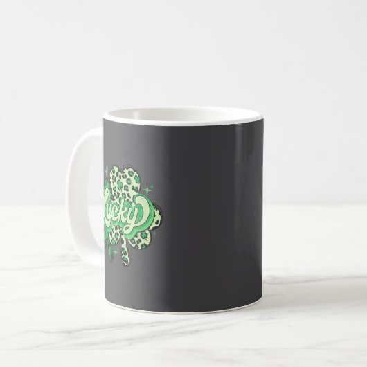 Mug Lucky Shamrock Leopard,checkered Patricks Day Funn (Devant gauche)