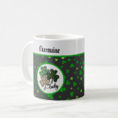 Mug Lucky St Patrick Shamrock Green Black Cat Print   (Devant gauche)