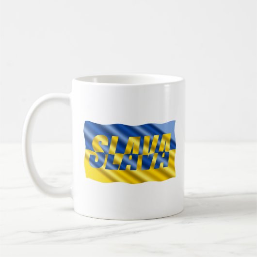 Mug L'Ukraine jaune bleu inspire la paix ni la guerre (Gauche)