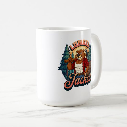Mug Lumber Jacked Beaver Funny Lumberjack Pun Design (Devant droit)