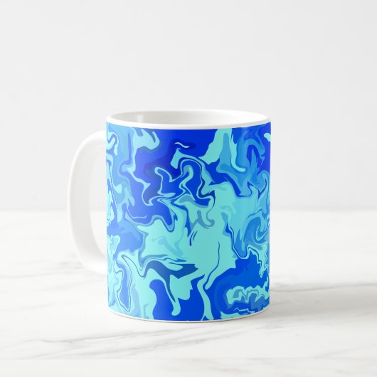 Mug Lumière Abstraite et fluides bleu foncé (Devant gauche)