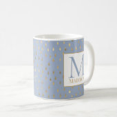 Mug Lumière Bleu Or Raindrop Moderne Monogramme tendan (Devant droit)