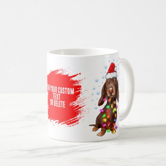 Mug Lumière de Noël Avec Chien Dachshund (Devant droit)