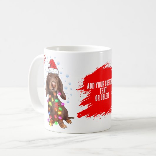 Mug Lumière de Noël Avec Chien Dachshund (Devant gauche)