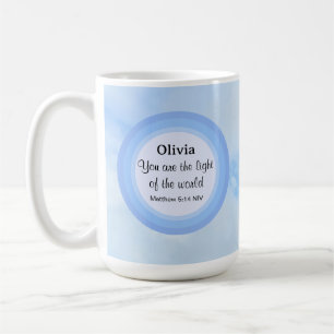 Mug Lumière du monde Baby Blue Bible Verse Nom