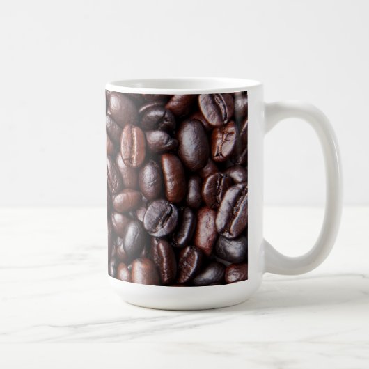 Mug Lumière et grains de café foncés de rôti - blanc (Droite)