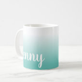 Mug Lumière personnalisée Turquoise et blanc Ombre (Devant gauche)