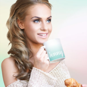 Mug Lumière personnalisée Turquoise et blanc Ombre