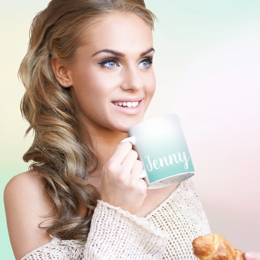 Mug Lumière personnalisée Turquoise et blanc Ombre