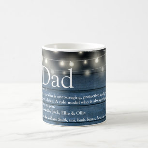 Mug Lumières à cordes en bois rustique bleu Définition