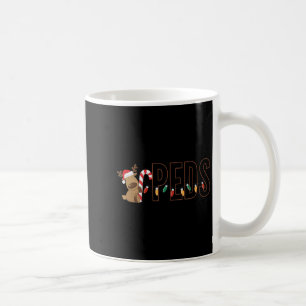 Mug Lumières de Noël de pédiatrie rétro Renne Peds Nu