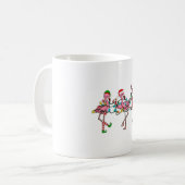 Mug Lumières de Noël Flamant rose rose Santa Hat Holid (Devant gauche)