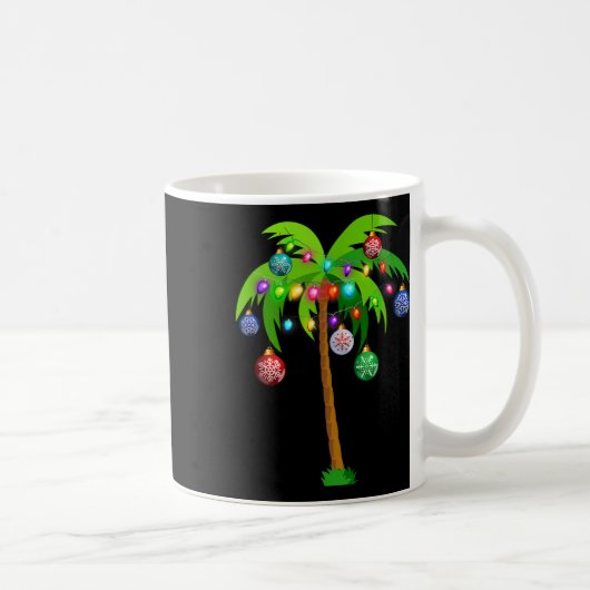 Mug Lumières de Noël Palmier Amusement Plage Hawaï Tro (Droite)