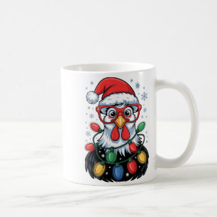 Mug Lumières de sapin de Noël de poulet drôle Chapeau 