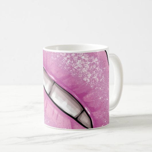 Mug Luminaire rose de la lèvre avec dents (Devant droit)