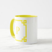 Mug Lumineuse Citron jaune Clé grecque Monogramme (Devant gauche)