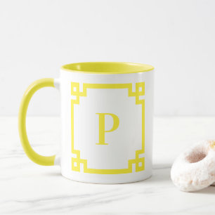 Mug Lumineuse Citron jaune Clé grecque Monogramme