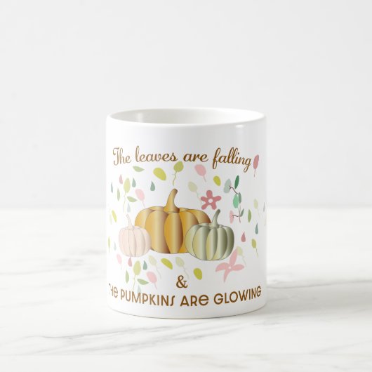 Mug Lumineuse Citrouille et Feuilles d'automne Doodle  (Centre)
