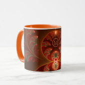 Mug Lumineuse orange abstraite rouge Fractal Monogramm (Devant gauche)