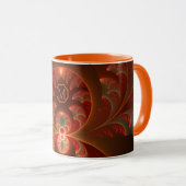 Mug Lumineuse orange abstraite rouge Fractal Monogramm (Devant droit)