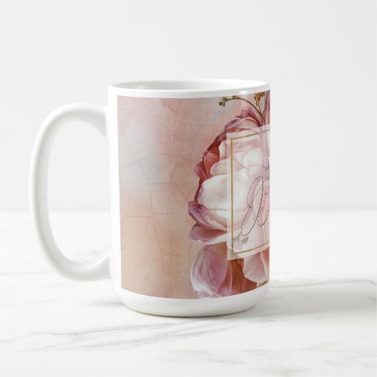 Mug LUMINEUSE ROSE Élégante demoiselle Florale moderne (Gauche)