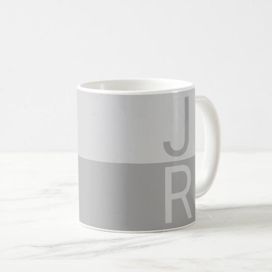 Mug Lumineuses Gris & Gris Initiales Modernes Monogram (Devant droit)