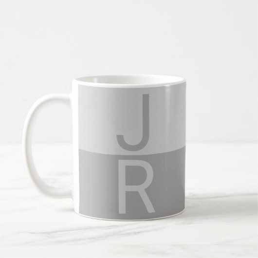 Mug Lumineuses Gris & Gris Initiales Modernes Monogram (Gauche)