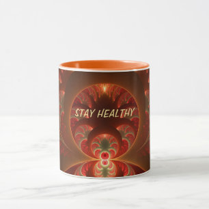 Mug Lumineux Texte Abstrait Moderne Orange Rouge Fract