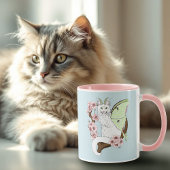 Mug Luna Moth Moth Blanc Chat Vert