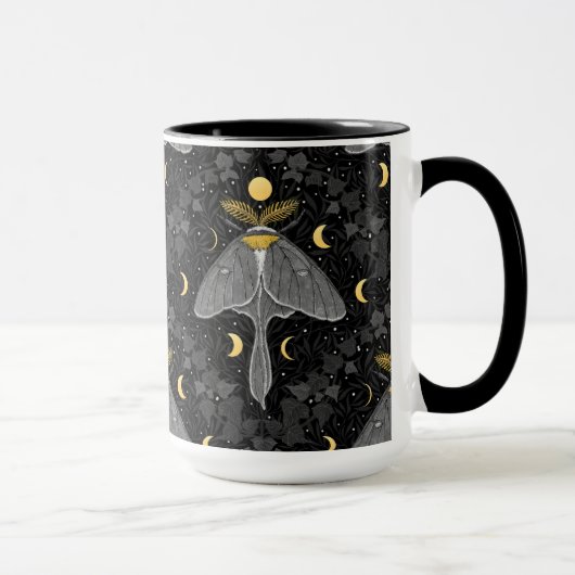 Mug Luna moth, phases de lune et lierre damassé patron (Droite)