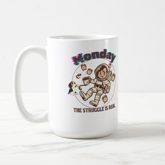 Mug Lundi Lutte Spatiale Astronaute Café & Chiot (Gauche)