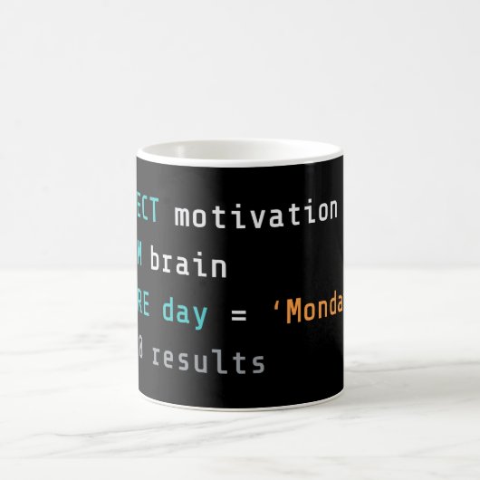 Mug Lundi SQL, zéro motivation (Centre)