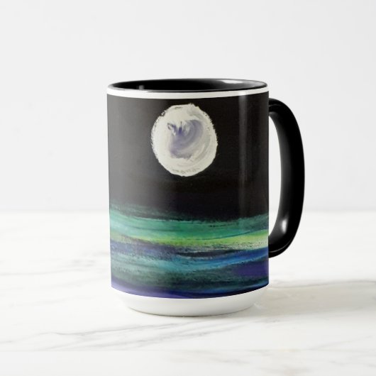Mug Lune au-dessus de l'eau - illustration - noir (Devant droit)