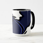 Mug Lune bleue : bleu abstrait, blanc et noir (Devant droit)