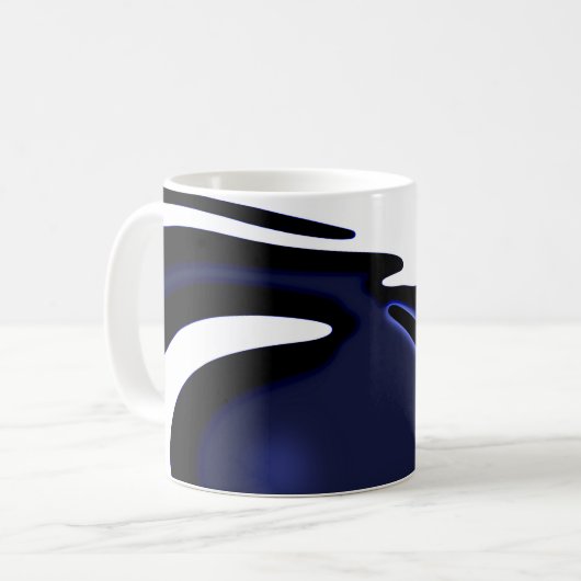 Mug Lune bleue : Bleu Abstrait, Blanc & Noir (Devant gauche)