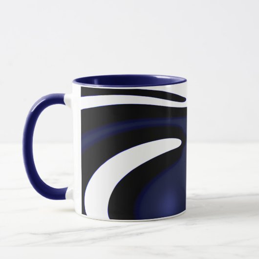 Mug Lune Bleue : Bleu Abstrait et Blanc (Gauche)