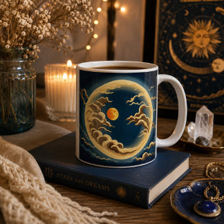 Mug Lune céleste et soleil Ciel nocturne mystique vint
