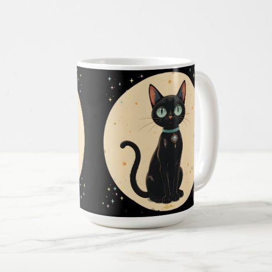 Mug Lune de chat noir atomique futuriste (Devant droit)